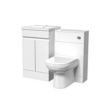 Nes Home White Floor Standing 1000mm Vanity Unit 2 Door with WC Unit ...