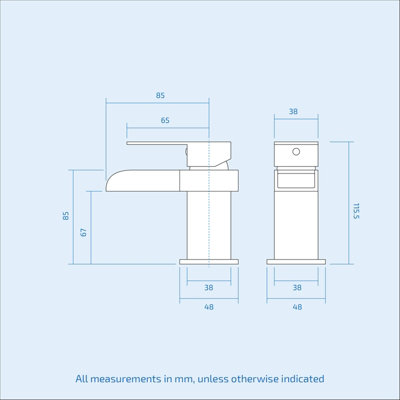 Nes Home White Freestanding Basin Vanity Unit With Basin Mixer Tap With Waste - 5