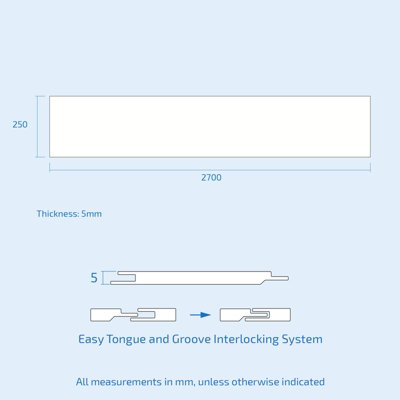 Nes Home White Galaxy PVC Ceiling Panel 2700 x 250 x 5mm Pack Of 4 - 4