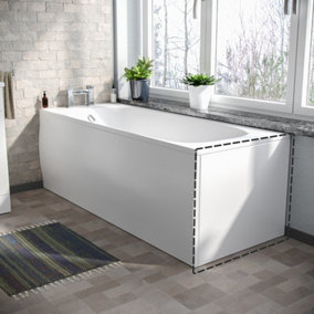 Nes Home White Modern 700 mm Standard High Gloss End Bath Panel