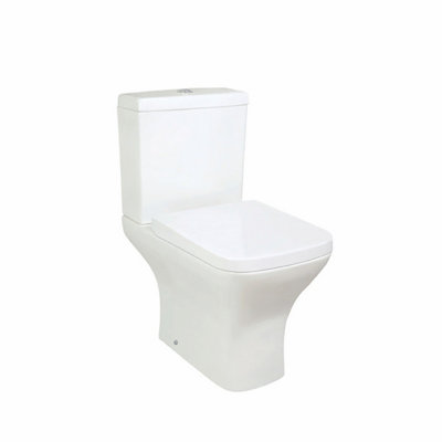 Nes Home White Modern Open Back Pan Toilet WC Including Cistern & Wrap Over Seat