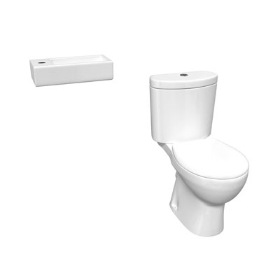 Nes Home White Round Close Coupled Toilet with Left Hand 360mm Wall ...