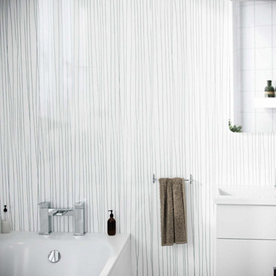 Nes Home White String Galaxy Cladding Modern PVC Panels Shower Wet Wall Panel 2400 X 1000 X 10mm ...