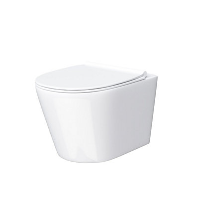 Nes Home Wila White Rimless Wall Hung Toilet With Ultra Slim Soft Close Seat - 5