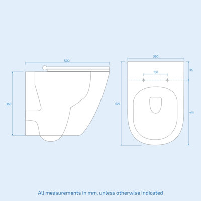 Nes Home Wila White Rimless Wall Hung Toilet With Ultra Slim Soft Close Seat - 6