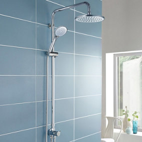 Nes Home Winstead Round Exposed Multi Function Shower Set - Riser Rail Kit & Bath Shower Mixer Tap