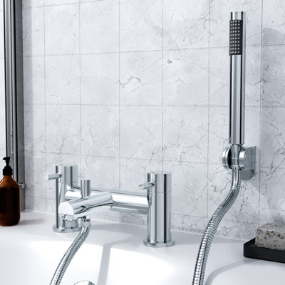 Nes Home Winstead Round Exposed Multi Function Shower Set - Riser Rail Kit & Bath Shower Mixer Tap - 3