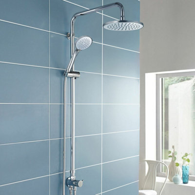 Nes Home WINSTEAD SHOWER RISER SLIDE RAIL KIT BATHROOM MULTI FUNCTION ROUND CHROME