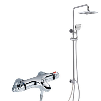 Nes Home Winstead Square Thermostatic Bath Mixer Shower Riser Rail Kit Price Comparisons | Compare The Build