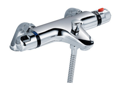 Nes Home Winstead Square Thermostatic Bath Mixer Shower Riser Rail Kit - 4