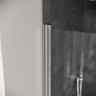 Nes Home Wyke 800 mm Chrome Framed Pivot Swing Door Bath Screen Reversible - 4