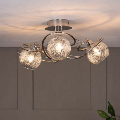 Neso 3 Light Polished Chrome Semi Flush Light