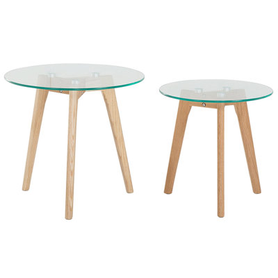 Nest of 2 Glass Top Coffee Tables MISSOURI