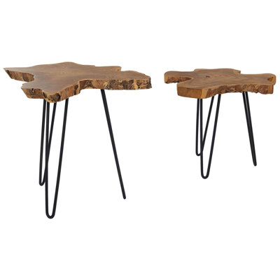 Nest of 2 Side Tables Dark Wood CAMROSE