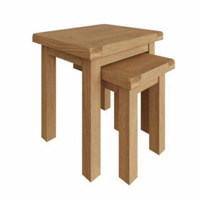 Nest of 2 Tables - Pine/Plywood/MDF - L50 x W40 x H50 cm - Medium Oak