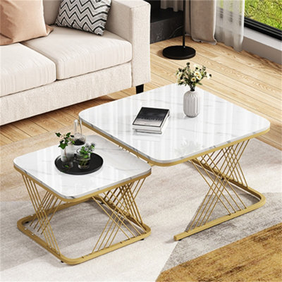 Modern Luxury Square Storage Coffee Table With 4 Drawers, Marble Pattern Top Cocktail Table, Unique Design Center Table - On Sale - Bed Bath & Beyond - 38398322