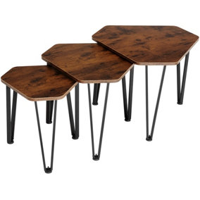 Nesting Coffee Table Torquay - 3 tables - Industrial wood dark, rustic