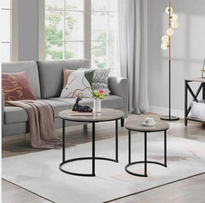 Nesting Coffee Tables Set of 2 Round Stacking End Side Tables for ...