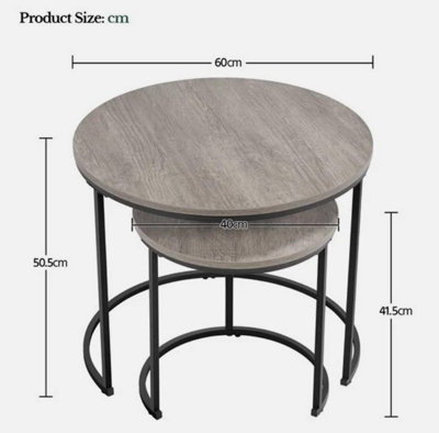 Nesting Coffee Tables Set of 2 Round Stacking End Side Tables for ...