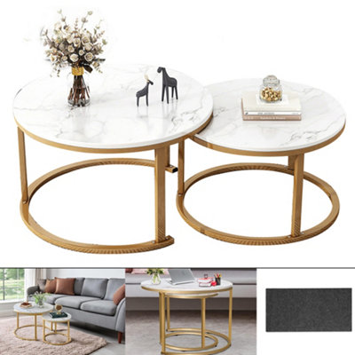 Nesting Coffee Tables Set of 2 Round Stacking Sofa Side Tables for ...