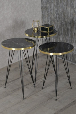 Nesting Table Black and gold with Wire Leg | DIY at B&Q