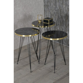Nesting Table Black and gold with Wire Leg