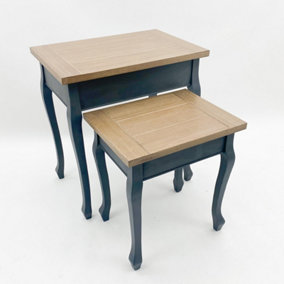 Nesting Tables (Set of 2) - Wooden - L40 x W60 x H65 cm - Blue