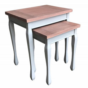 Nesting Tables (Set of 2) - Wooden - L40 x W60 x H65 cm - Grey