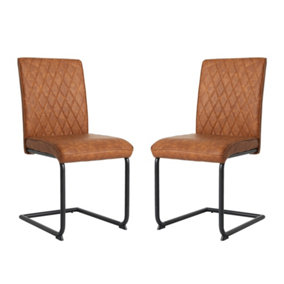 Nestor - Pair of Industrial Dining Chairs - (Tan)