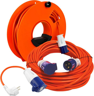 Netagon Travel Kit Heavy Duty Extension Lead Cable with Reel & Hook Up ...