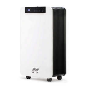 NETTA 12L Low Energy Dehumidifier with Continuous Drainage and Timer - Ideal for Damp, Condensation and Laundry Drying