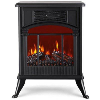 NETTA 1900W Freestanding Stove Heater With Realistic Fire Flame Effect