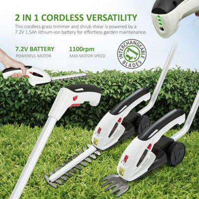 NETTA 2 in 1 7.2V Cordless Grass and Hedge Trimmer With Pole