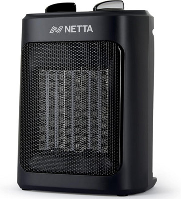 NETTA 2000W Ceramic Fan Heater 3 Heat Settings Overheat Protection - Black