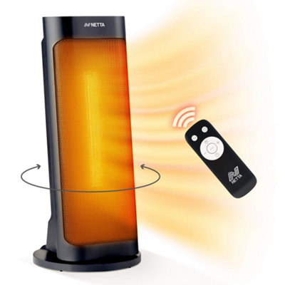 NETTA 2000W Fast Heating Ceramic Portable Tower Heater with Timer & Remote Control - Black