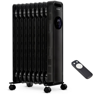 NETTA 2000W Oil Radiator with Timer, Remote & Digital Display - Black