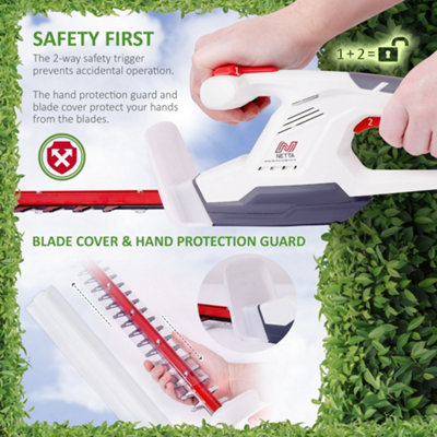 NETTA 20V Cordless Hedge Trimmer- Ultra Light 2.15kg, 41cm Cutting Blade
