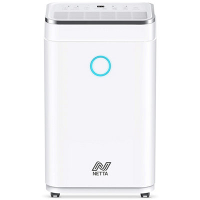 NETTA 25L Low Energy Dehumidifier with Continuous Drainage and Timer - Ideal for Damp, Condensation and Laundry Drying