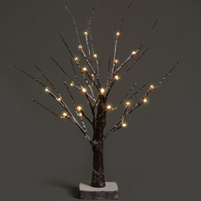 NETTA 2FT Twig Birch Tree with Pre-Lit with 24 Warm White LEDs - Battery Powered - Brown