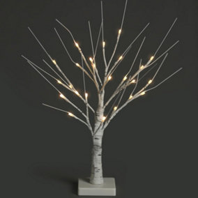 NETTA 2FT Twig Birch Tree with Pre-Lit with 24 Warm White LEDs - Battery Powered - White