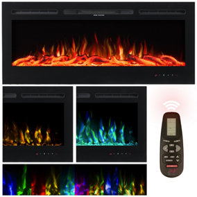 NETTA 40 Inch Glass Panel Electric Fireplace with Colourful Flame Effect