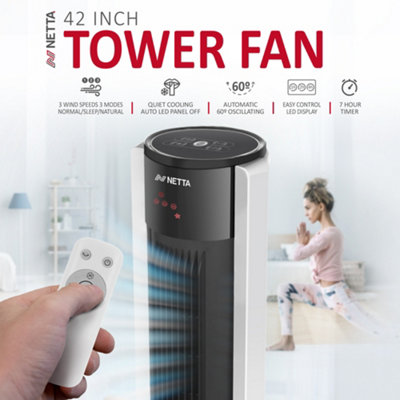 NETTA 42 Inch Tower Fan With Remote Control, Timer Quiet Cooling for Living Room, Bedroom, Office