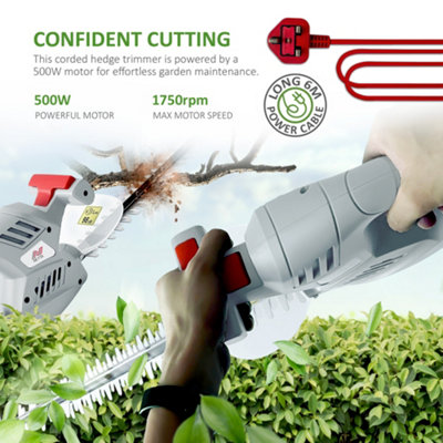 NETTA 500W Wired Hedge Trimmer and Cutter With 50cm Diamond Cutting Blade