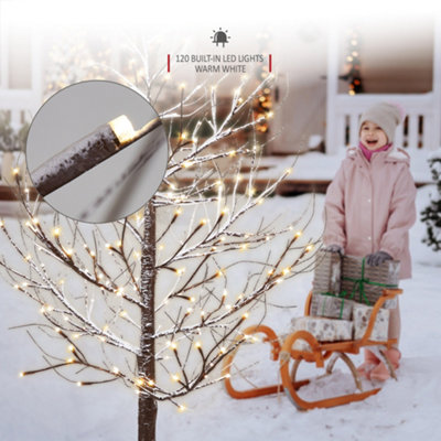 NETTA 5FT Birch Twig Tree with 120 Warm White LED Lights - Brown