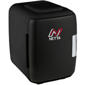 NETTA 5L Mini Fridge with 12V Car Socket and UK Main Plug - Black