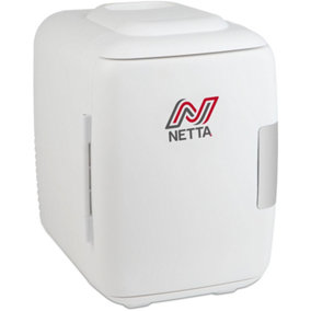 NETTA 5L Mini Fridge with 12V Car Socket and UK Main Plug - White