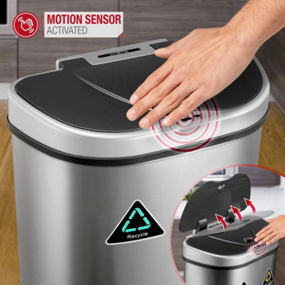 NETTA 70L Sensor Bin With Dual Compartment - Stainless Steel