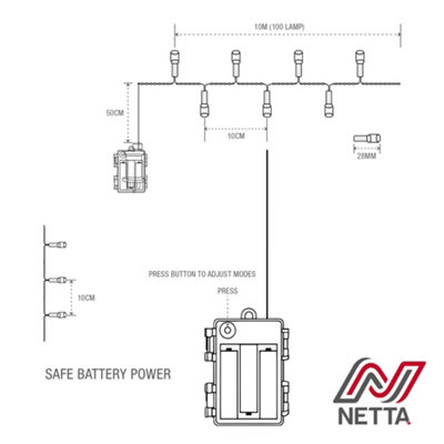 NETTA Battery Operated 100 LED 10M Christmas Tree Fairy Lights with ...