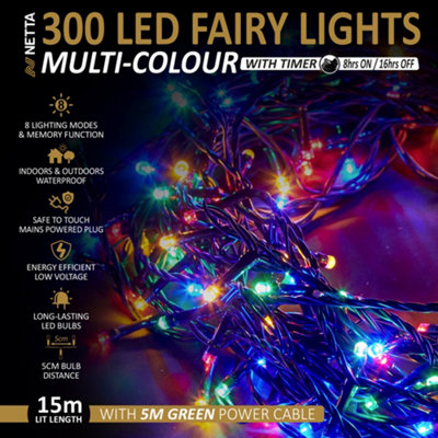 NETTA Christmas Tree Lights 300 LED 15m Fairy String Lights Plug in ...