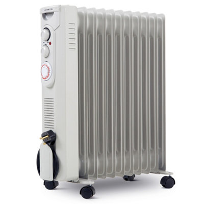 NETTA Oil Filled Radiator 2500W Portable Electric Heater with Thermostat u0026  24 Hour Timer 11 Fin, Grey | DIY at Bu0026Q